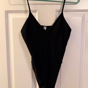 BP Black V-Neck Spaghetti Strap Bodysuit